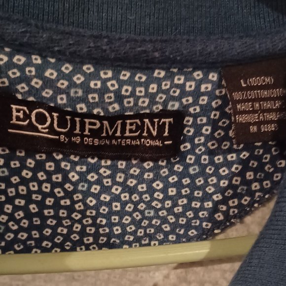 Equipment By HG Design International Blue & White Polo Shirt - Picture 3 of 3